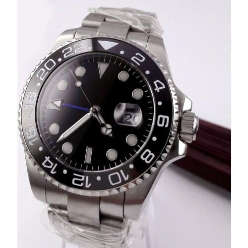 Sapphire 40mm Black dial GMT Function luminous Automatic movement mens watch Mechanical Mens wristwatch