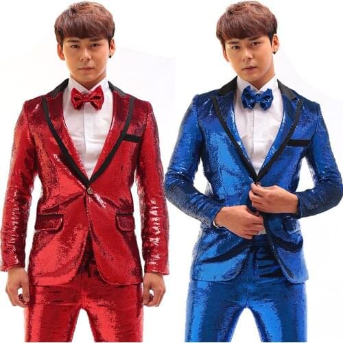 Male Rock Singer Costume Sequin Suit Stage Wear Nightclub Bar Dj Ds Mens Performance Clothing Jazz Festival Outfit DNV12415