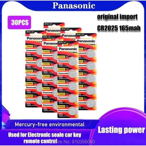 Original PANASONIC 30pcs/lot cr2025 Button Cell Batteries 3V Coin Lithium game, digital camera, camcorder BR2025 DL2025 CR 2025