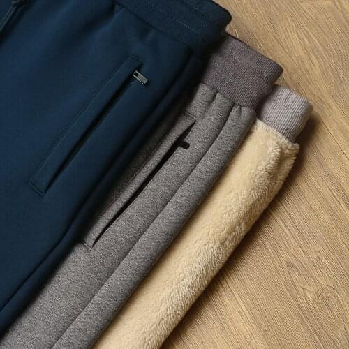 Autumn Men Pants Fleece Lambswool Knitted Thick Warm Winter Outwear Male Trousers Casual Loose Style Tracksuits Knitwear C3140