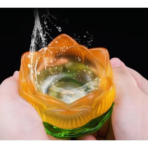 2 Pcs Colorful Glazed Lotus Leaf Candlestick Pillar Candle Holder Tabletop Decor Home Furnishing Desktop Lighting Ornament B03E