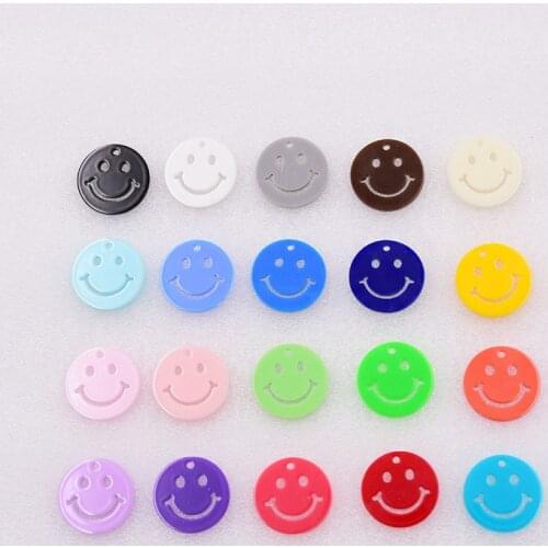 24mm 10pcs Fashion Acrylic Smiling Face Design Charms For DIY Decoration Necklace Earring Keychain Jewelry Making Accessories