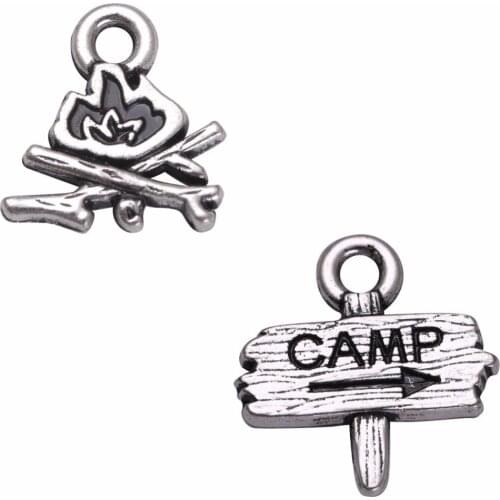 Skyrim 30pcs Camp Series Guidepost Fire Charm Camping Pendants Fit DIY Necklaces & Bracelets Jewelry Accessories Making Findings