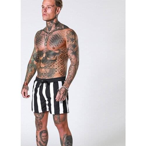 Stripe Men Swimwear Shorts Quick-drying Swimming Suits For Men Fashion Beach Short Board Surf Breathable Printing Bathing Suit