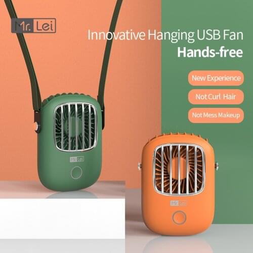 Mr.Lei Portable Hanging Neck Fan Mini Pocket Air Cooling Fan 1800mAh Summer Handfree USB Chargeable Fan Cooling Fan Phone Cooler