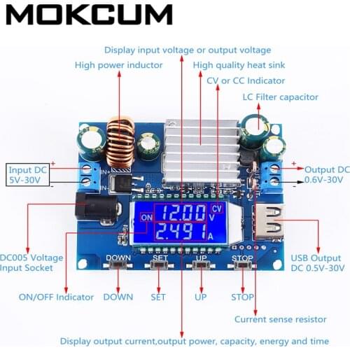 DC-DC 5V 12V 24V Buck Boost Power Supply Module 35W 4A CVCC Adjustable Automatic Step UP DOWN Voltage Converter LCD Display