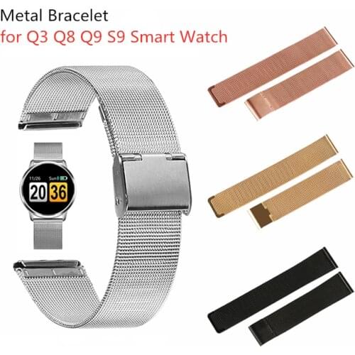 20mm Stainless Steel Bracelet Watch Strap For Amazfit Bip GTS2 Smart Watch Replace Milanese Correa Wristband for Q3 Q8 Q8A Q9 S9