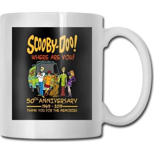 Scooby Doo Swea Where Are You 50Th Anniversary Cartoon Black S 5Xl Simple Logo Mug Cup