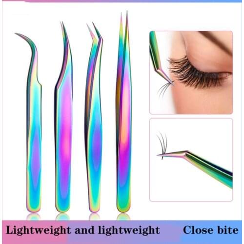 Grafting Eyelash Extended Tweezers Eyebrow Clip Assisted Nail Tweezers Stainless Steel Colorful High-precision Occlusion
