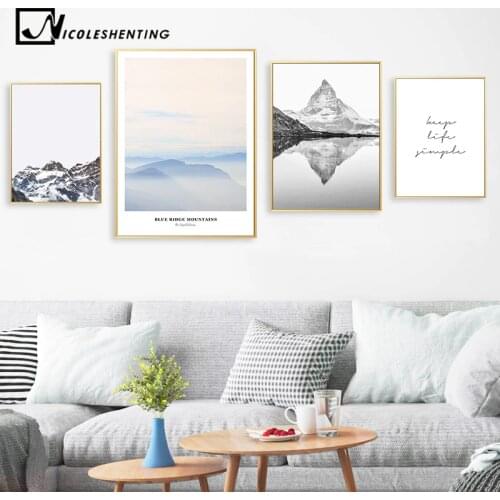 Scandinavian Alps Mountain Landscape Canvas Poster Nordic style Wall Art Print Painting Decorative Picture Modern Home Decor