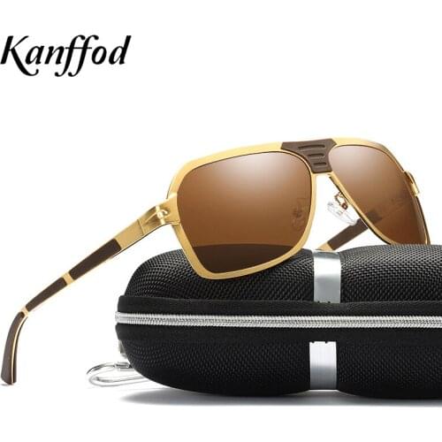 Kanffod Fashion Polarized Sunglasses Men For Driving Gold Eyewear UV400 Protection Brand Designer Sun Glasses Square Oculos