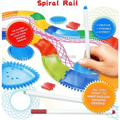 Spirograph Rail Drawing Toy Creative Assemble Spiral Desiger kit,Classic Painting Fraffiti Imagination Educational Toys For Kid