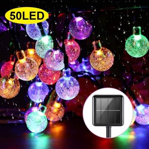 50 LEDs 10m Crystal Ball Solar Light Outdoor IP65 Waterproof String Fairy Lamps Solar Garden Garlands Christmas Decoration