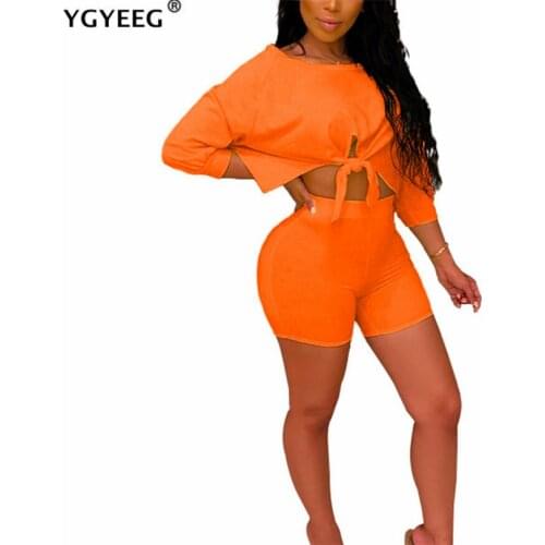 YGYEEG 2Pcs Set Women Solid Color Outfits Half Sleeve T-Shirts Shorts O Neck Casual Clothes Summer Tracksuits Sportswear New