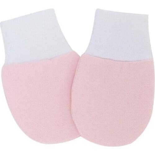 1 Pair Baby Anti-scratch Soft Cotton Gloves Color Matching Newborn Handguard Mittens Infants Supplies
