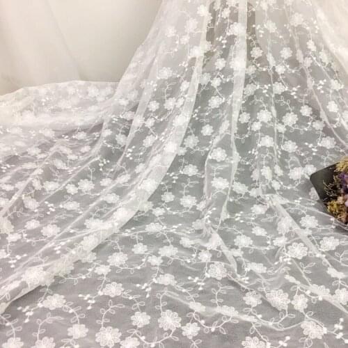 1yard Embroidery White Wedding Lace Fabric White French lace fabric for lace accessories Wedding dress clothes