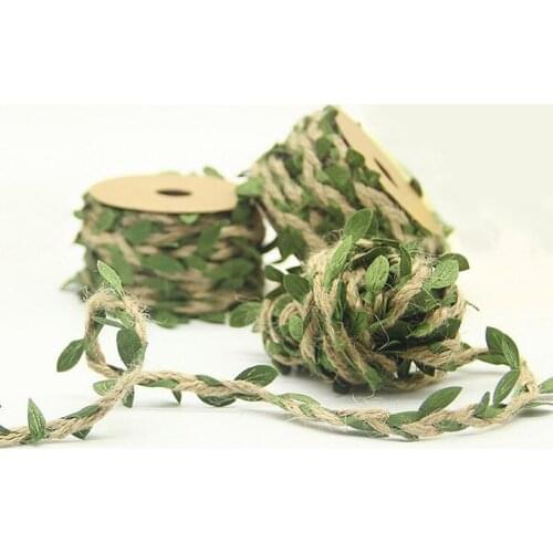 10M Hemp Rope & leaf Rope DIY Cords for Decorated Wedding Party Home Fabric Woven Decorative Gift Packing String wreath bouquet