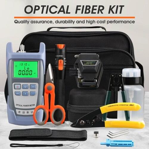 16pcs/set Fiber Optic FTTH Tool Kit with AUA-6C Fiber Cleaver Optical Power Meter 10MW Visual Fault Locator Wire stripper H