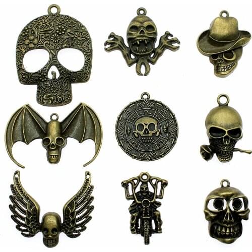 1pcs Big Skull Charms Pendant Antique Bronze Color Big Skull Charm Pendants Jewelry Accessories DIY Big Skull Pendant