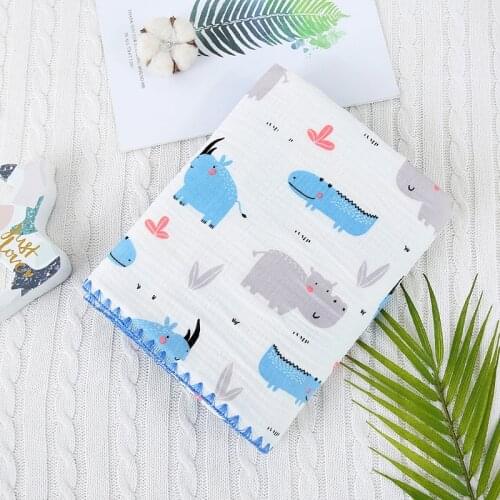 4 Layers crochet lace edge plicated muslin cotton blanket baby swaddle stroller cover newborn Bath Towel receiving blanket