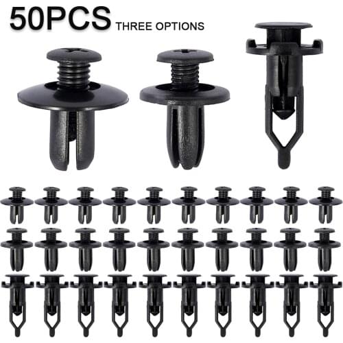 50pcs 6mm 8mm 9mm Auto Fastener Clip Car Retainer Kit Plastic Fastener Screw Rivet Door Trim Panel Clips Car Accessories