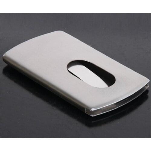 Wholesale 80PCS Vogue Thumb Slide Out Stainless Steel Pocket Business ID Credit Card Holder Case Men Office Supplies