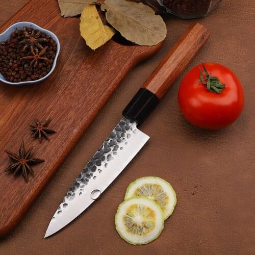 8CR17MOV Steel Core 5.5 Inch Sili Soldier Wooden Handle Chef Professional Outdoor Cooking Edc Tools Fruit Knife