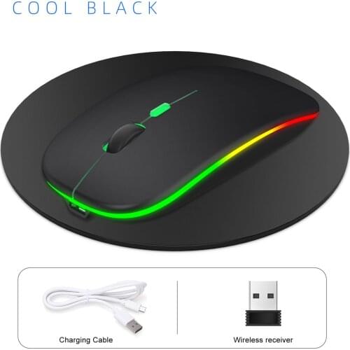 2in1 Wireless Mouse Bluetooth 2.4G Mice Portable RGB Color Light Mute Wireless Bluetooth Mouse for PC/Laptop Accessory V5.1