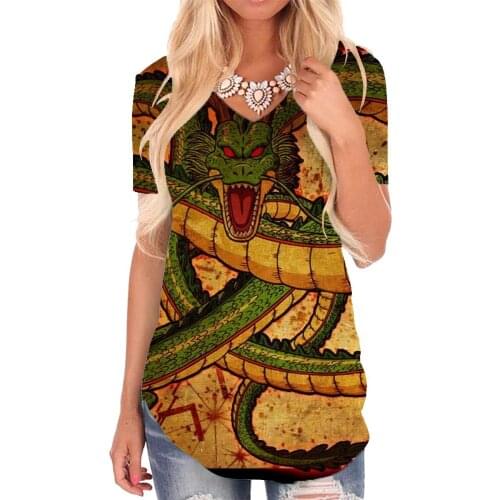 Giyu Brand Long T Shirt Women Animal Shirt Print Blood V-neck Tshirt War Funny T shirts Womens Clothing Hip hop Loose New