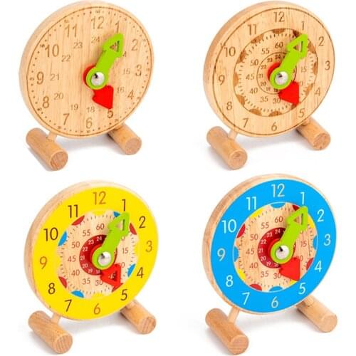 Children Montessori Wooden Clock Toys Hour Minute Second Cognition Colorful Clocks Toys For Kids Early Preschool Teaching Aids