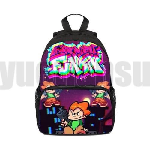 3D Hot Game Anime Friday Night Funkin Backpack Children 12/16 Inch Canvas Mini Bag Kindergarten Back To School Bookbag Kids Bag