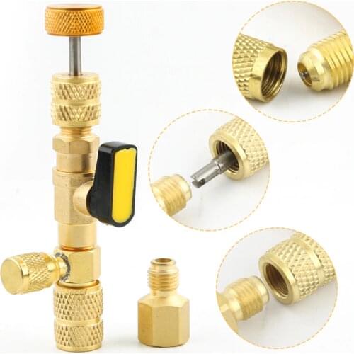 R410A R22 Valve Core Remover Installer Tool with Dual Size 1/4 & 5/16 Port for R404A R407C R134A R12 R32 HVAC System