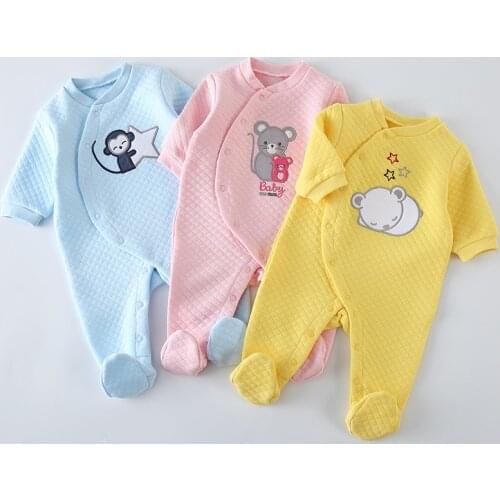 Baby cotton rompers clothes newborn long sleeve Unisex onesies pyjamas newborn baby girl boy footed overalls jumpsuit outfit