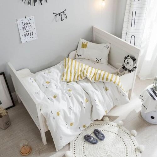 Baby Bedding Set Cotton Soft Nordic Eyelash Bed Linen Set For Boys Girl including Duver Cover Pillowcase Sheet 3Pcs No Filler