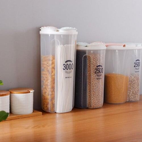 1.5-3L Cereal Kitchen Storage Box Food Storage Box With Lids And Compartments For Grain Sugar Flour Rice Nuts Snacks
