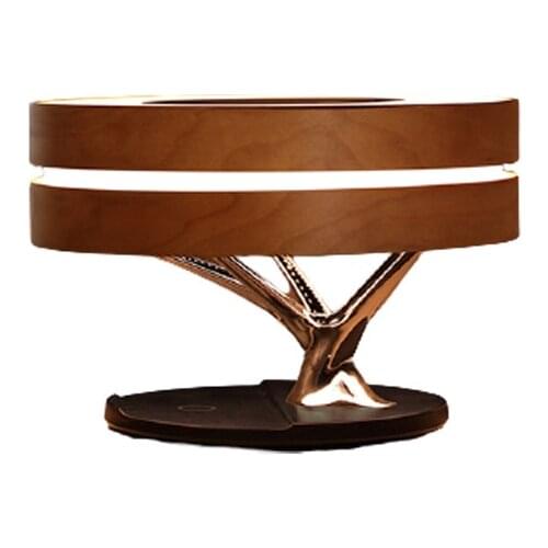 2021Newest Design Multifunctional Wooden Bedroom LED Desk Lamp Wireless Charging Table Lamp With Music Speaker