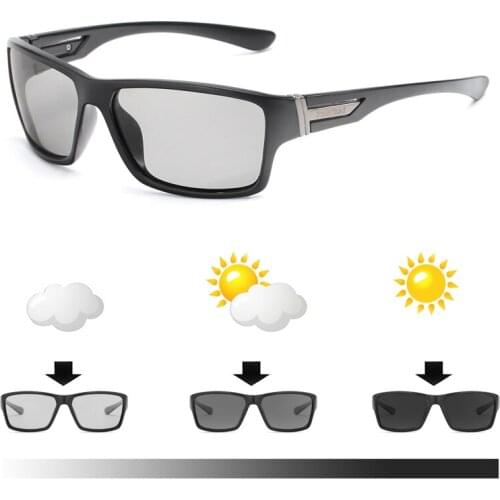 2018 New Men Driving Photochromic Sunglasses Men Polarized Chameleon Sunglasses Discoloration Sun Glasses Square Sunglasses