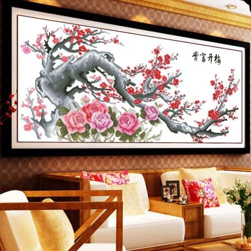 New Needlework 11CT DIY Precision Printing Cross Stitch Sets for Embroidery Kits Cross-Stitch Plum Flowers