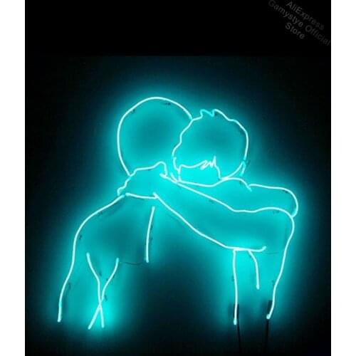 Neon Sign For Man Embrace Real Glass Tubes Beauty Beer Bar Lamp Neon Signs For Bar Polis Signage Shop Windows Garage Wall Sign
