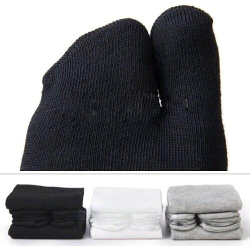 3 Pair/Lot Men Women Socks Split Two Toe Japanese Kimono Flip Flop Solid Color Socks