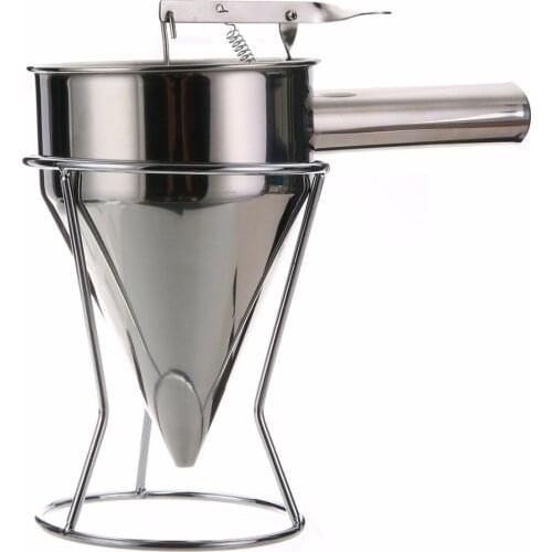 New Utensils Stainless Steel Batter Dispenser Conical Funnel With Shelf Octopus Fish Balls Takoyaki Eggs Tart Baking Tools Helpe