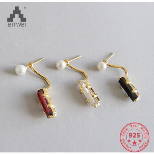 New Fashion Cute Zircons Earring 925 Sterling Silver With Rectangle Stone Great Earring For Women