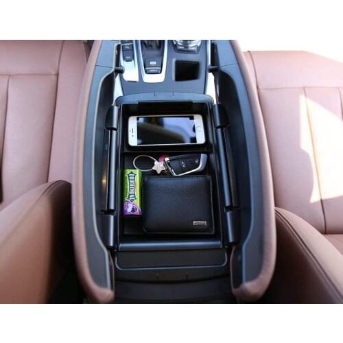 Armrest Storage Box Phone Glove Tray With Mat LOGO Accessories For BMW X5 X 6 F15 F16 2014-2017