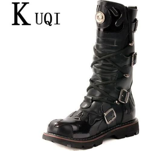 Knee boots men 45 Genuine Leather High Equestrian motocycle Men boots Knee High Fashion Brand Desert tactical boots