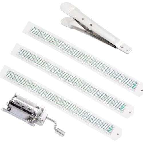 DIY Tune Hand Crank Mechanical Musical Box with Hole Puncher 15 Note Paper Gift Make Your Own Song with 3pcs Blank Paper Tapes