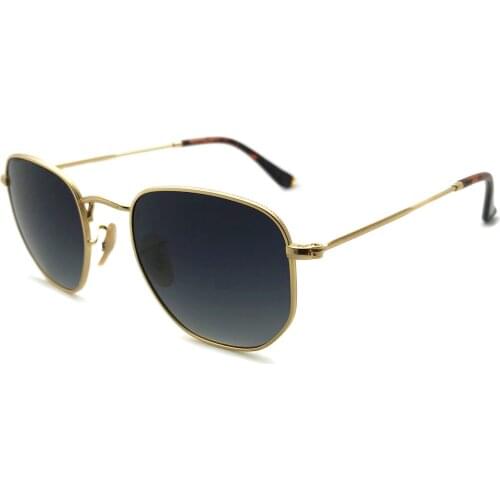 Men Lady Girl Women Sunglasses Simple Shield Shape Gold Metal Frame High Quality UV400 Polaroid Lens Eyewear RFT7002-Y