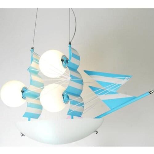 Modern Led Cartoon Blue Sailing Child Bed Room Pendant Light hanglamp