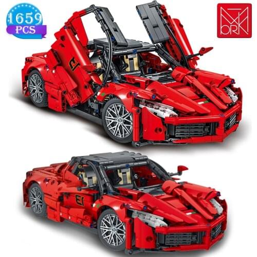 Technical Expert Famous Racing Car Building Blocks Red Sports Vehicle Bricks Assembly Diy Education Toys for Boys Birthday Gifts