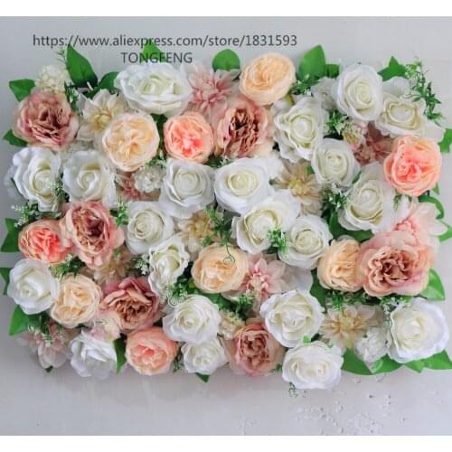 TONGFENG Mixcolor road lead market decoration Artificial silk rose flower wall wedding background decoration