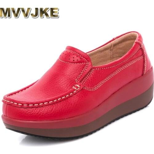 MVVJKENew 2021 Platform Ladies Genuine Leather Sneakers Breathable Women Casual Shoes Woman Fashion Height Increasing Shoes